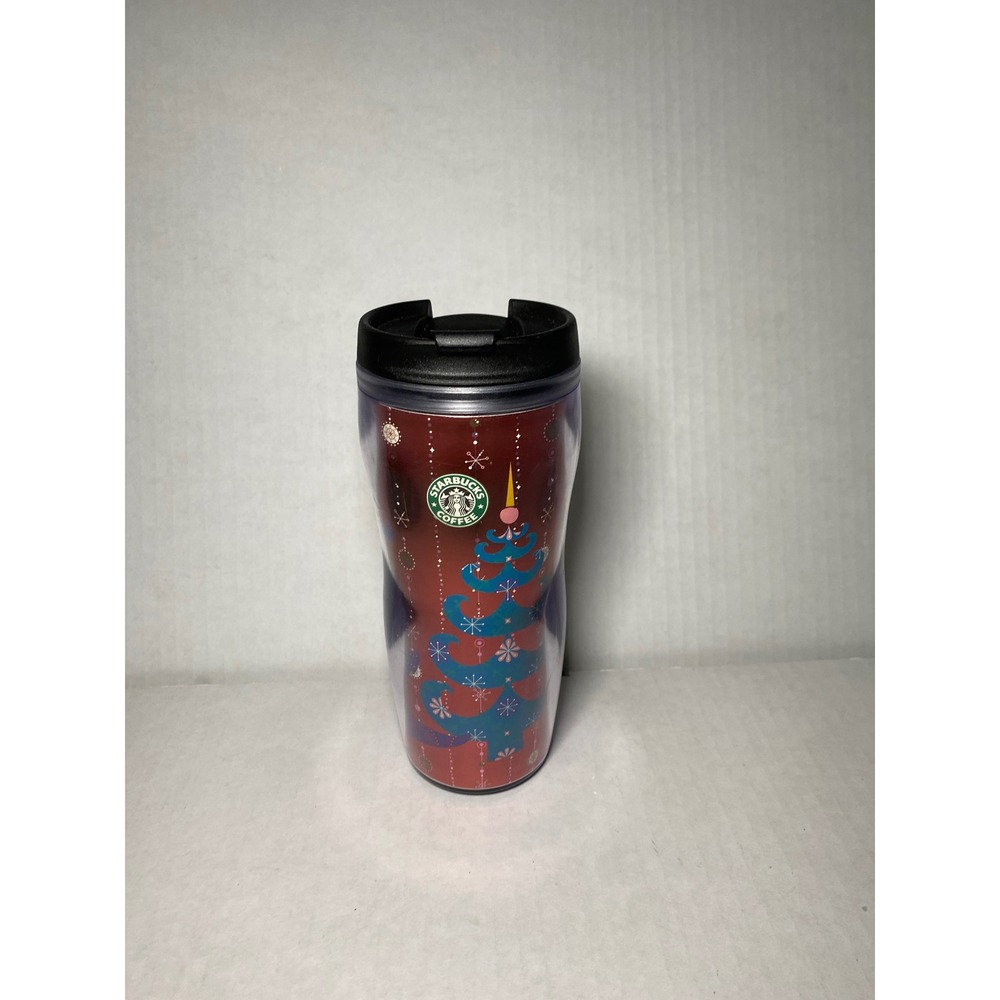 Starbucks 2004 Holiday Christmas Tree Red Insulated Travel Tumbler Mug 16oz - Picture 2 of 4